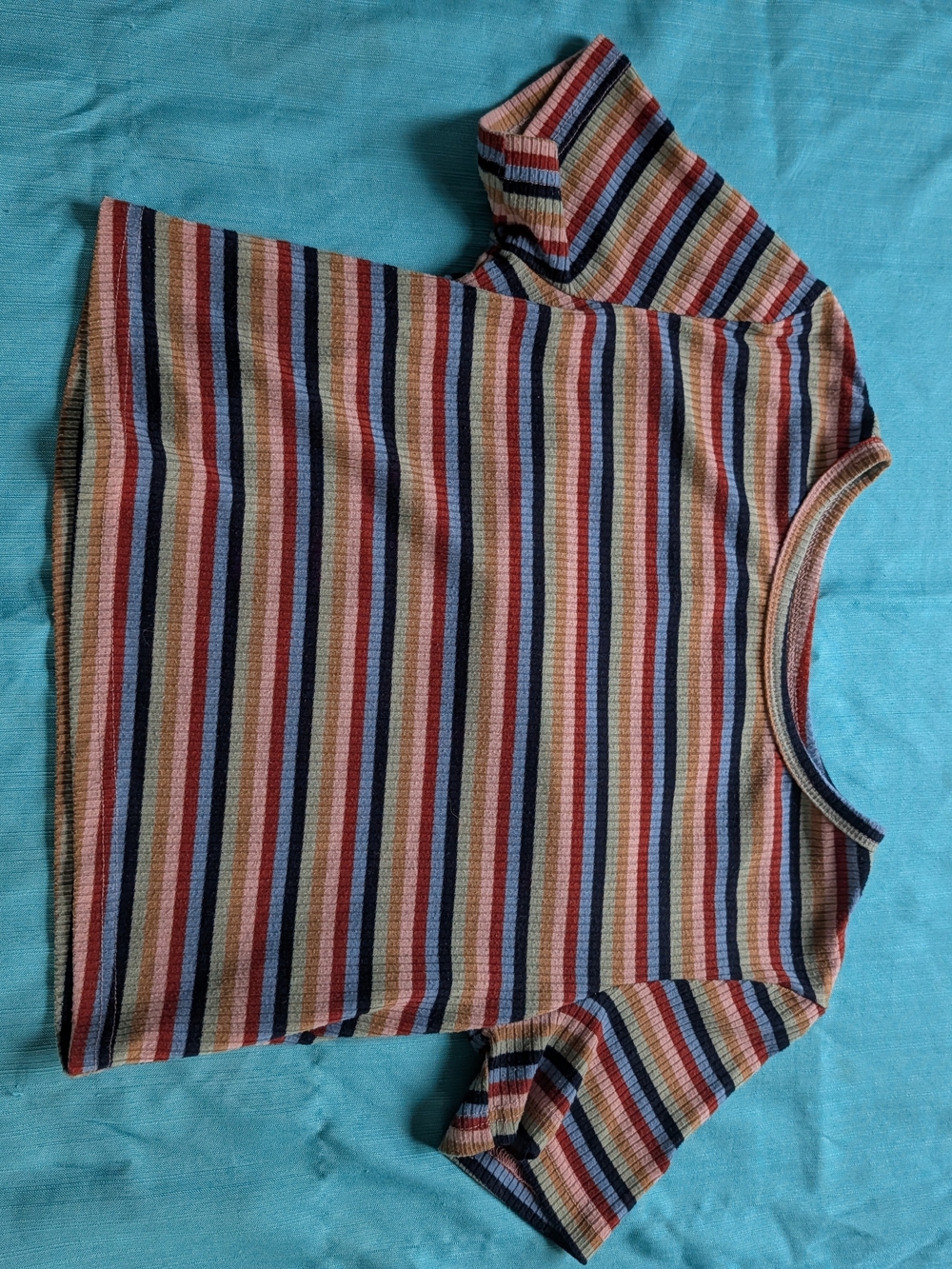 Ribbed Multicolor Striped Crop Top